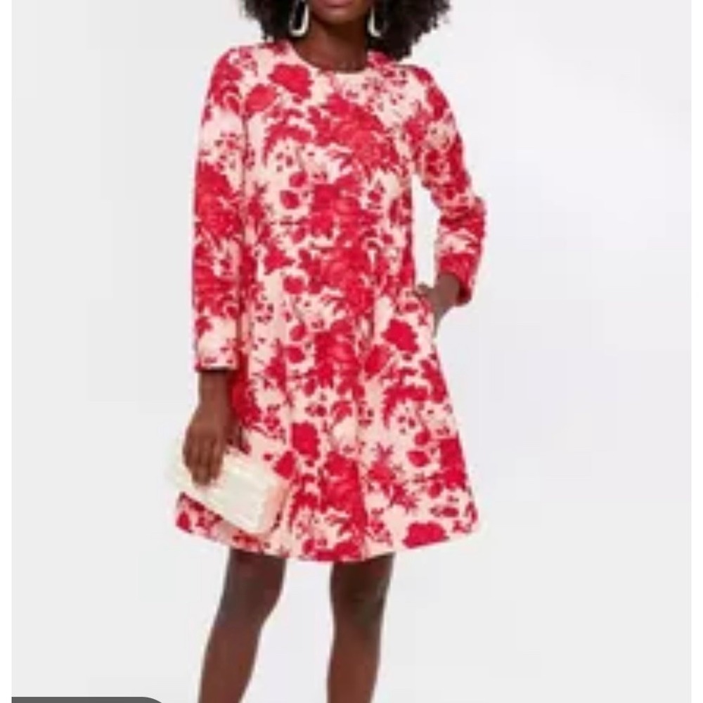 Tuckernuck Zinnea Red Floral Long Sleeve Pleated Mini Dress Size Medium